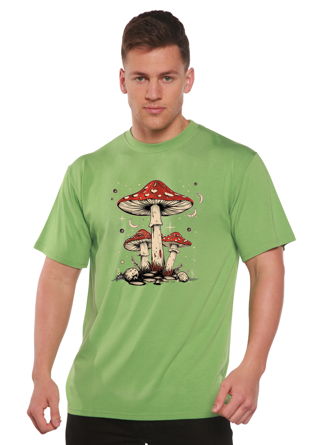 Boho Retro Hippie Mushrooms Unisex Bamboo Viscose & Organic Cotton Graphic T-Shirt — Soft & Breathable | 15 Colors, S–XXL
