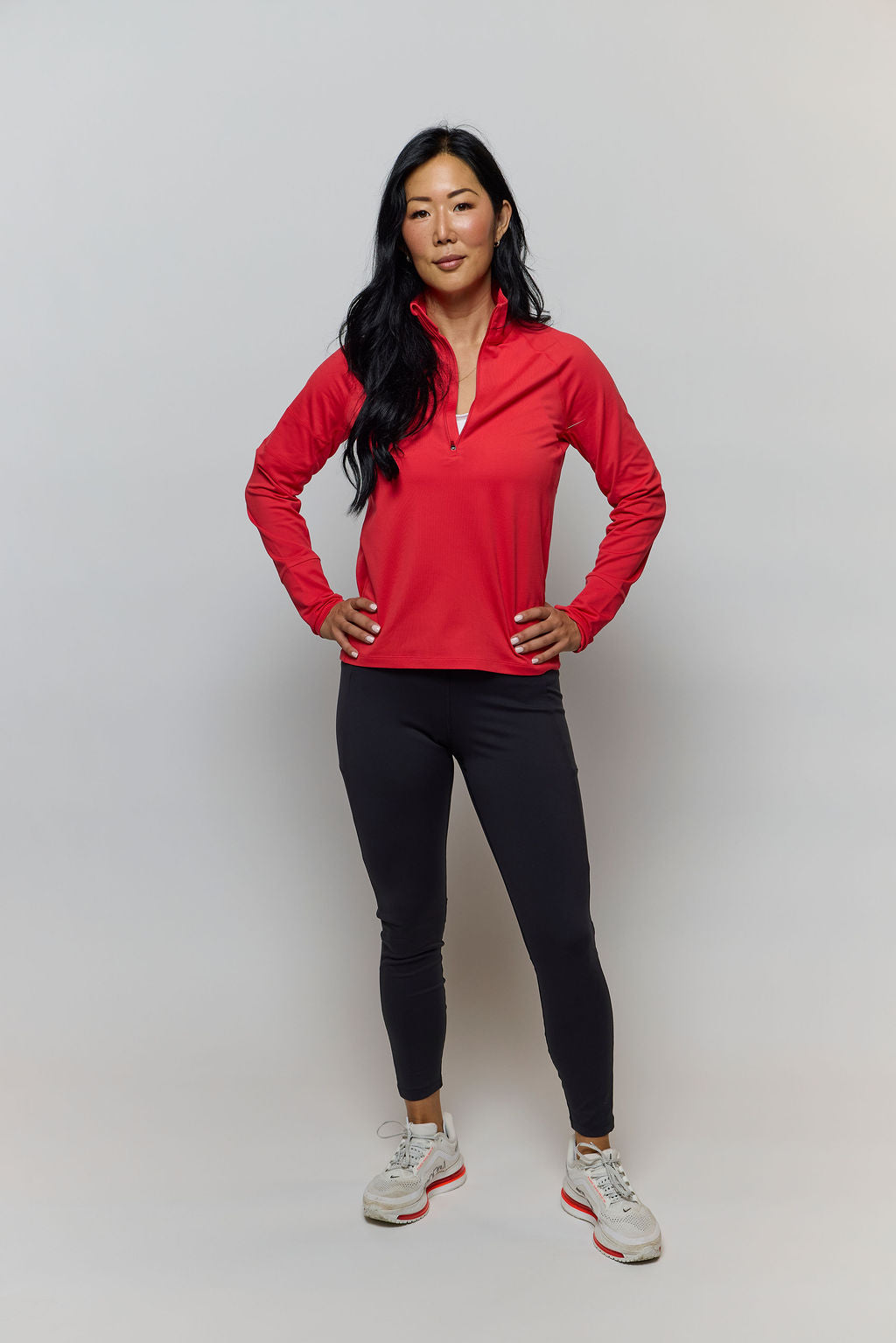 Foudy Mid-Weight Women's Long Sleeve 1/2 Zip Top — Sweat-Wicking Athletic Layer | 3 Colors, XS–XXL