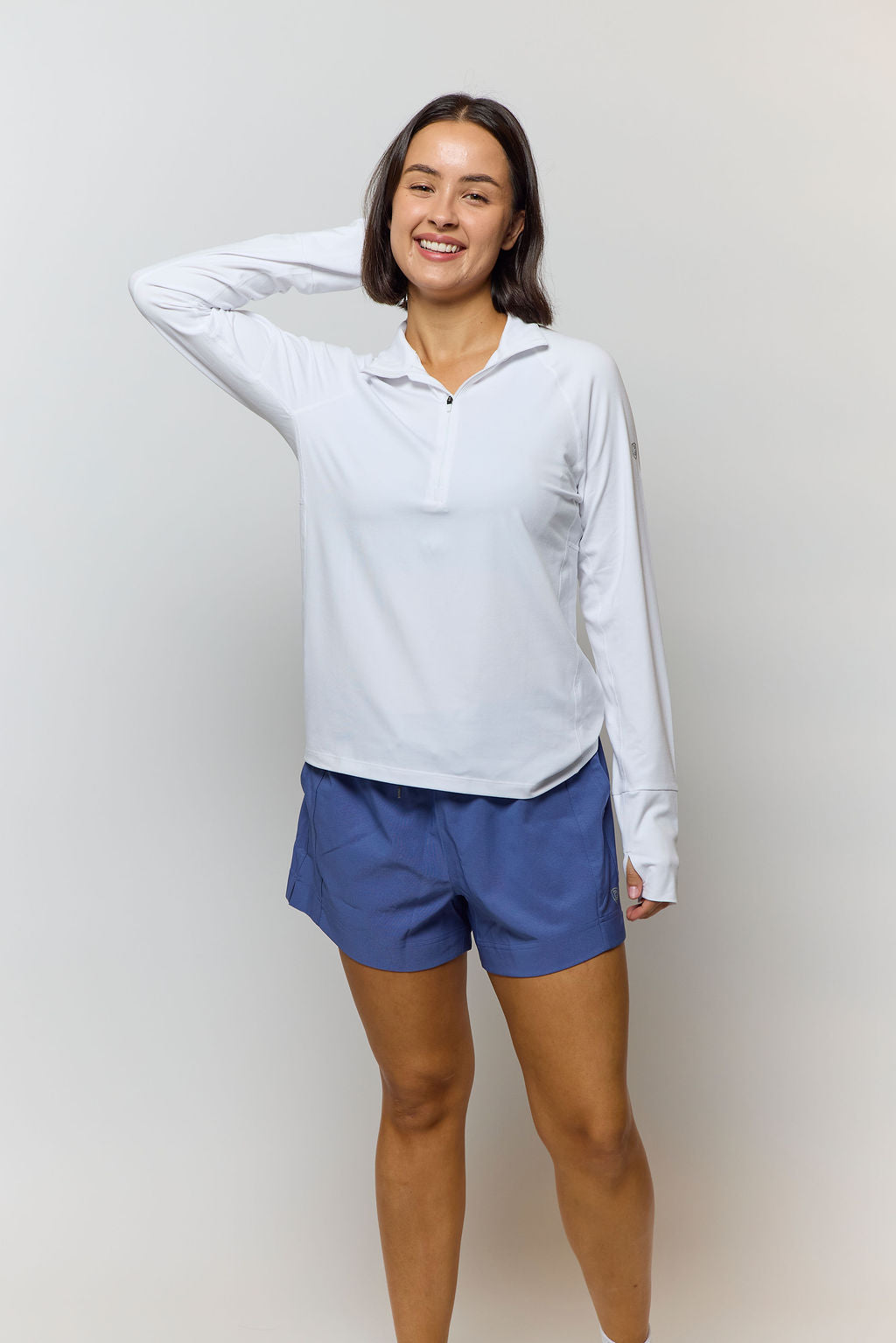 Foudy Mid-Weight Women's Long Sleeve 1/2 Zip Top — Sweat-Wicking Athletic Layer | 3 Colors, XS–XXL