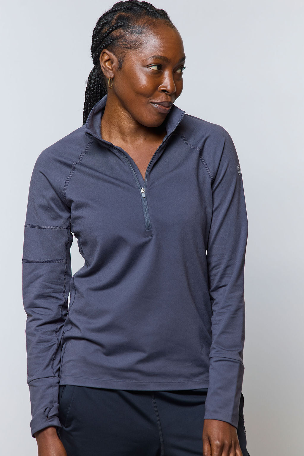 Foudy Mid-Weight Women's Long Sleeve 1/2 Zip Top — Sweat-Wicking Athletic Layer | 3 Colors, XS–XXL