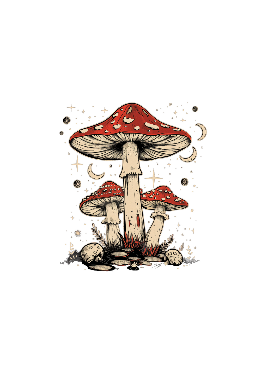 Boho Retro Hippie Mushrooms Unisex Bamboo Viscose & Organic Cotton Graphic T-Shirt — Soft & Breathable | 15 Colors, S–XXL