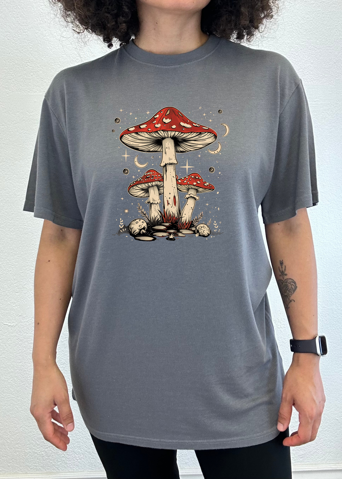 Boho Retro Hippie Mushrooms Unisex Bamboo Viscose & Organic Cotton Graphic T-Shirt — Soft & Breathable | 15 Colors, S–XXL