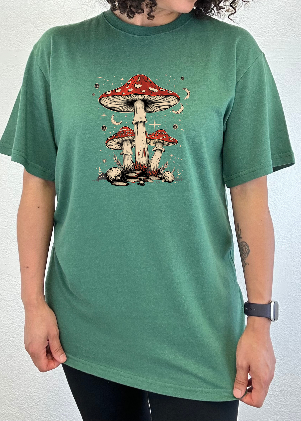 Boho Retro Hippie Mushrooms Unisex Bamboo Viscose & Organic Cotton Graphic T-Shirt — Soft & Breathable | 15 Colors, S–XXL