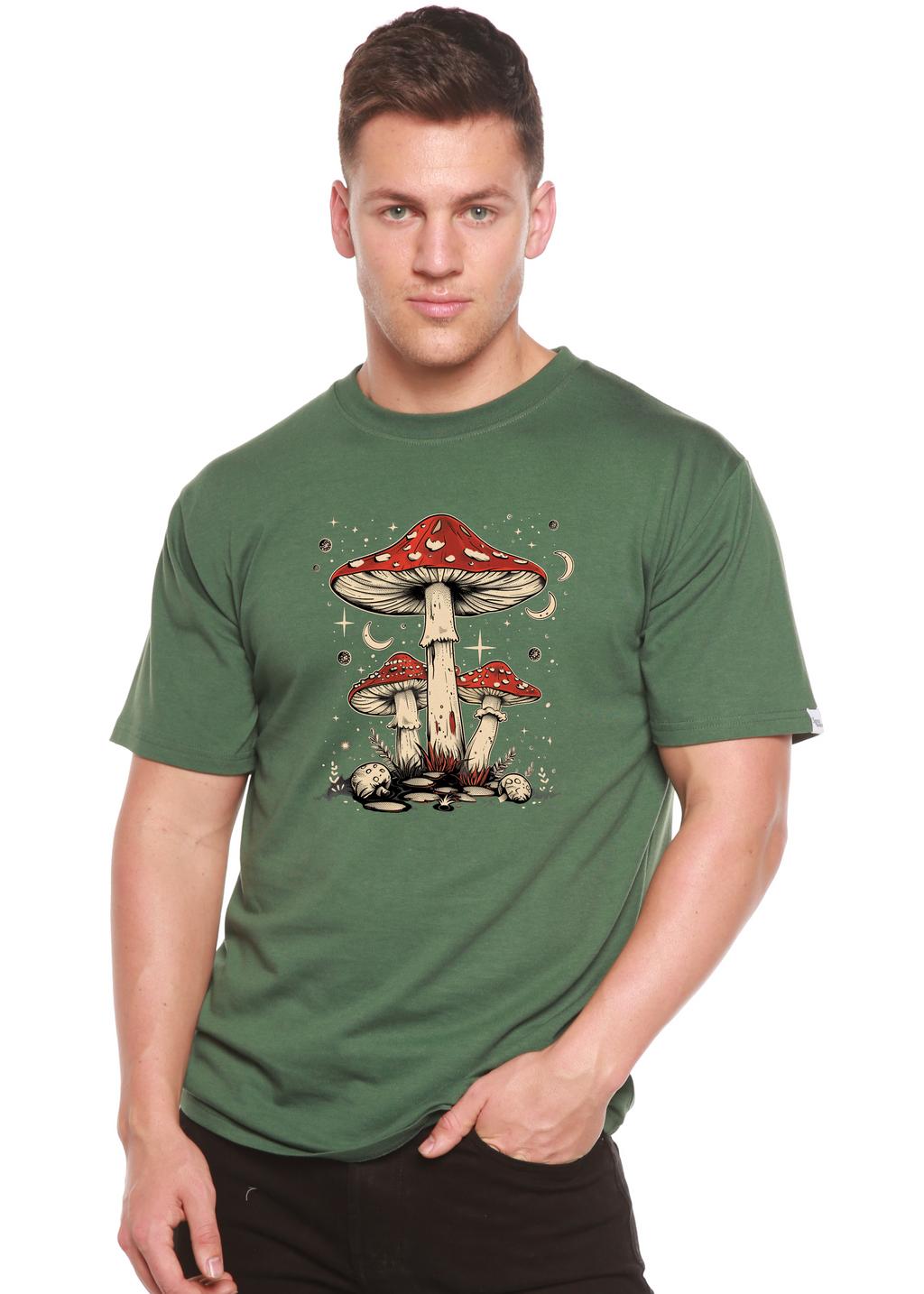 Boho Retro Hippie Mushrooms Unisex Bamboo Viscose & Organic Cotton Graphic T-Shirt — Soft & Breathable | 15 Colors, S–XXL