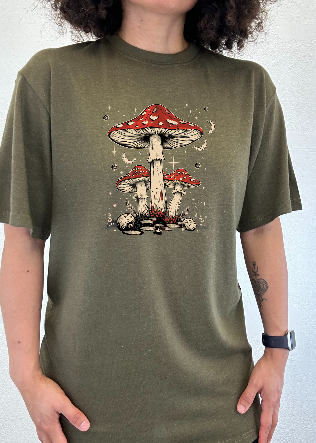 Boho Retro Hippie Mushrooms Unisex Bamboo Viscose & Organic Cotton Graphic T-Shirt — Soft & Breathable | 15 Colors, S–XXL