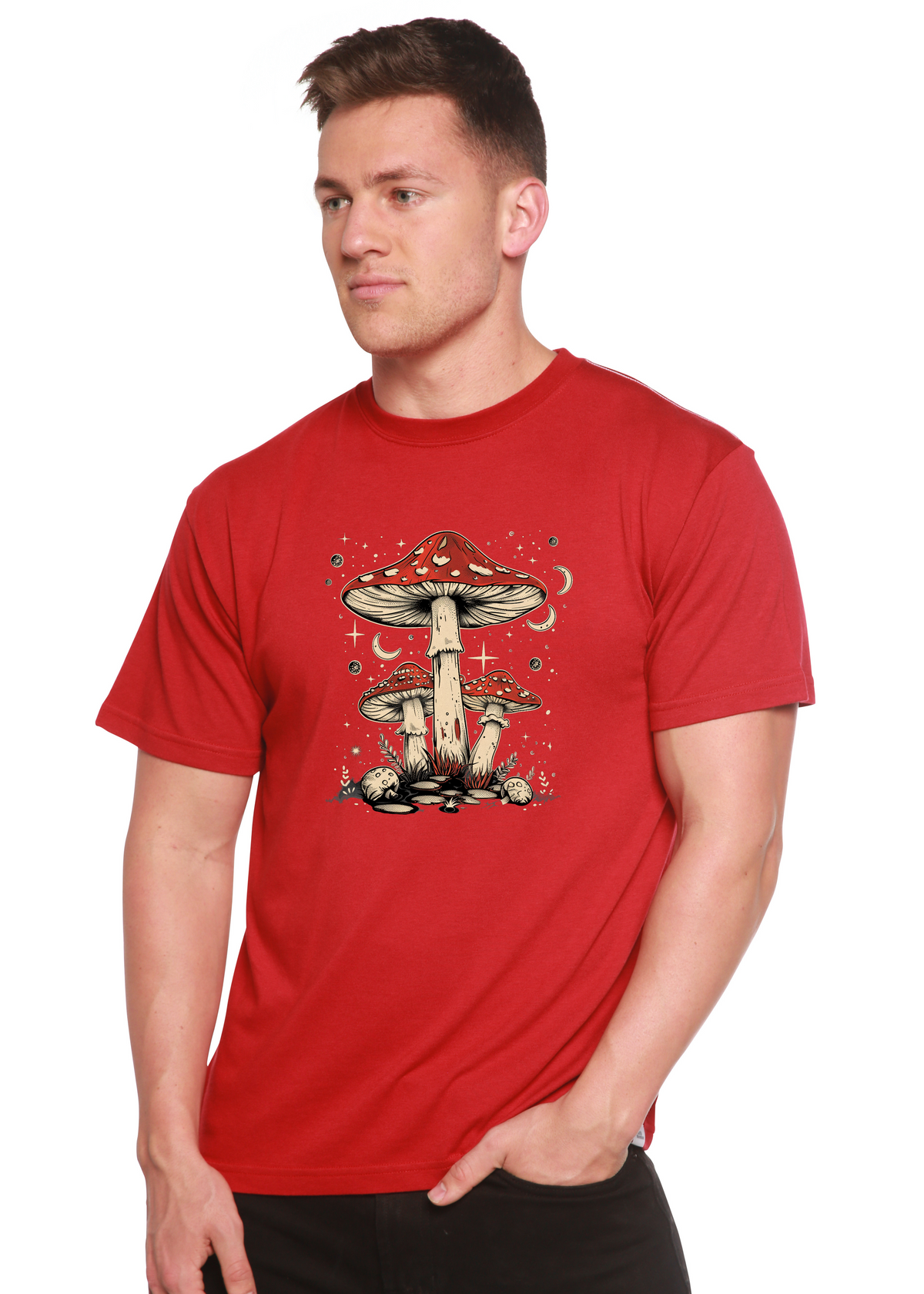 Boho Retro Hippie Mushrooms Unisex Bamboo Viscose & Organic Cotton Graphic T-Shirt — Soft & Breathable | 15 Colors, S–XXL