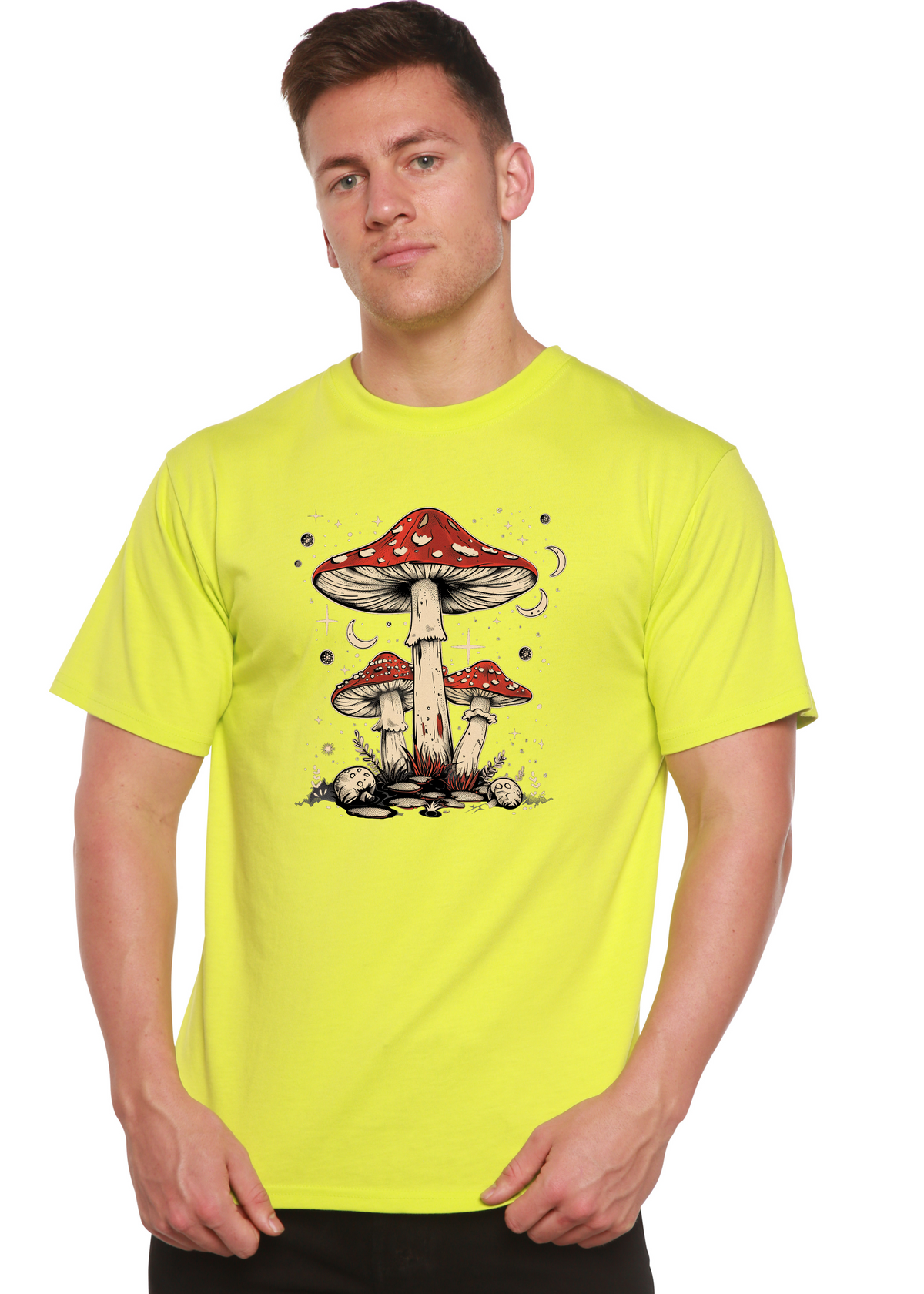 Boho Retro Hippie Mushrooms Unisex Bamboo Viscose & Organic Cotton Graphic T-Shirt — Soft & Breathable | 15 Colors, S–XXL