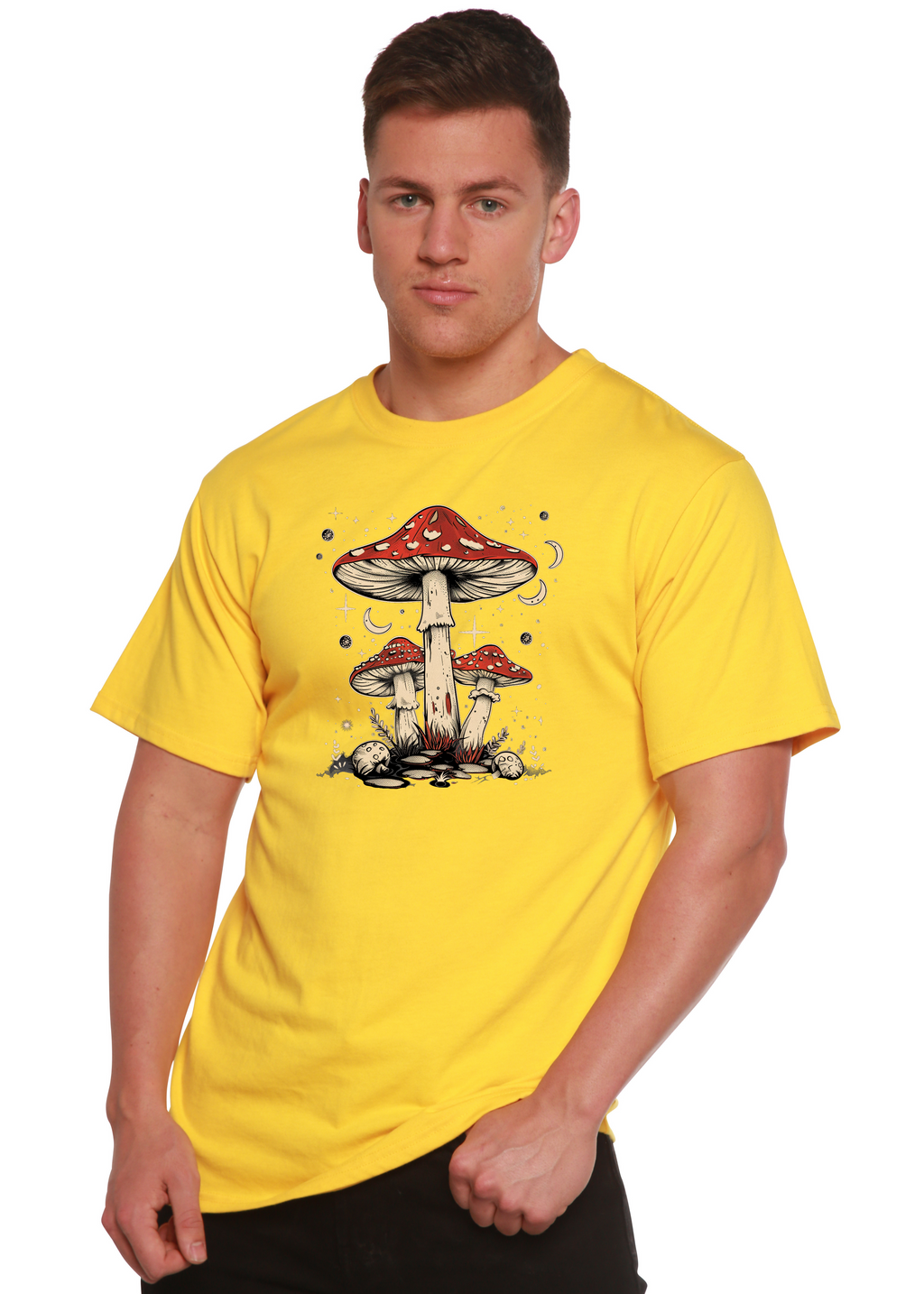 Boho Retro Hippie Mushrooms Unisex Bamboo Viscose & Organic Cotton Graphic T-Shirt — Soft & Breathable | 15 Colors, S–XXL