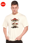 Boho Retro Hippie Mushrooms Unisex Bamboo Viscose & Organic Cotton Graphic T-Shirt — Soft & Breathable | 15 Colors, S–XXL