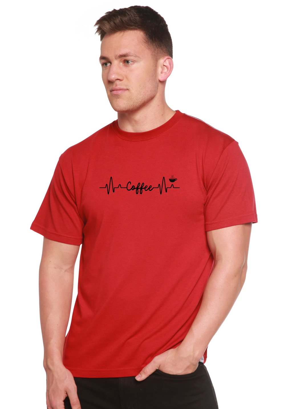 Heartbeat Coffee Unisex Bamboo Viscose & Organic Cotton Graphic T-Shirt — Soft & Breathable | 15 Colors, S–XXL
