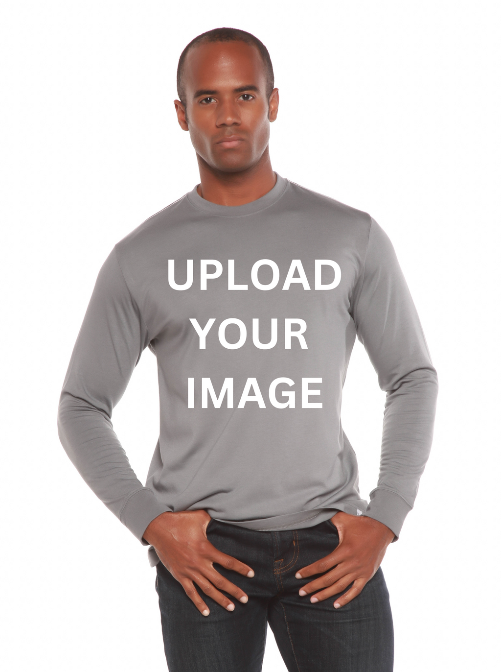 Custom Printed Men's Bamboo Viscose & Organic Cotton Long Sleeve T-Shirt — DTG Print | 4 Colors, S–3XL