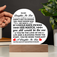 To My Daughter-in-Law Honor – Acrylic Heart Plaque