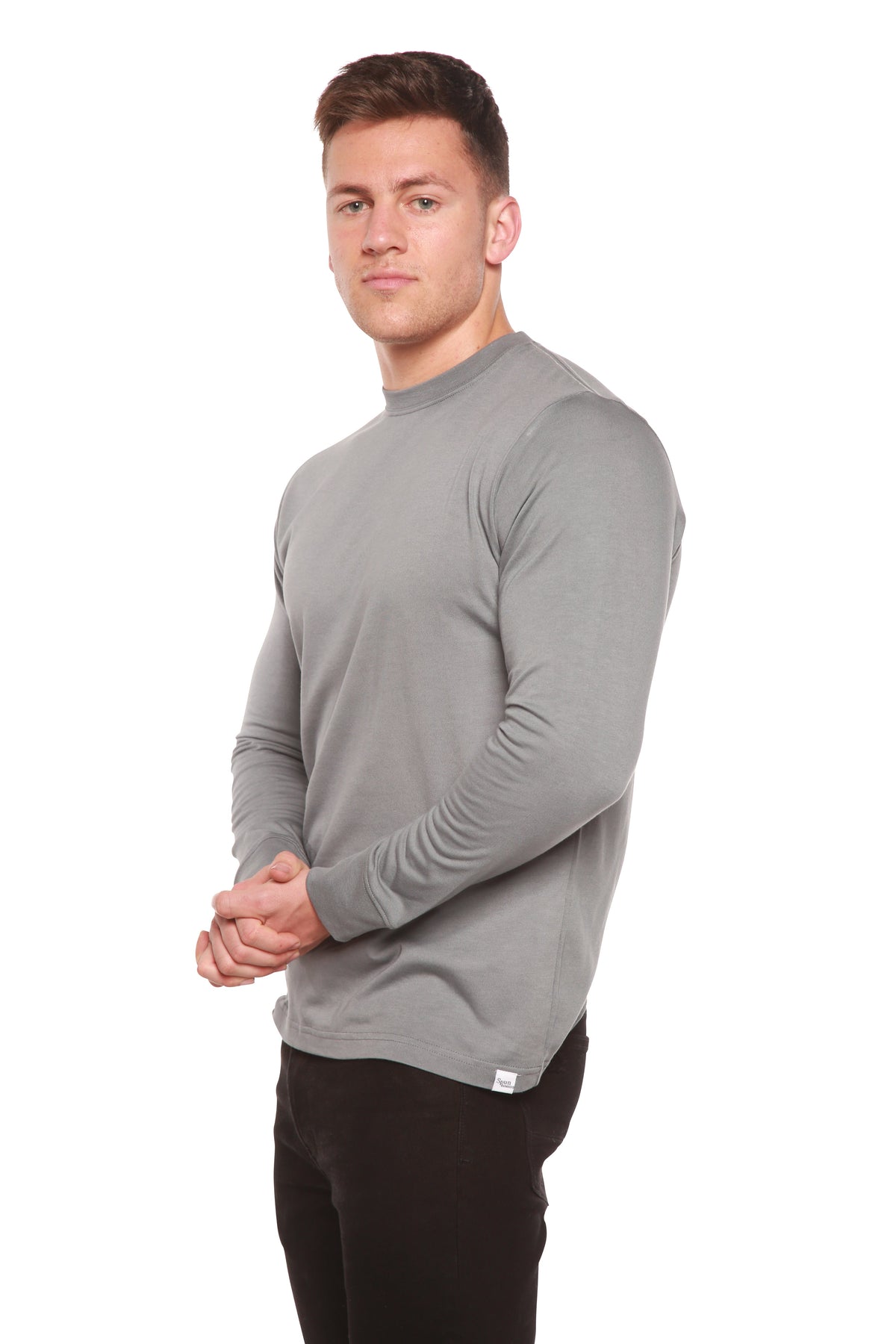Custom Printed Men's Bamboo Viscose & Organic Cotton Long Sleeve T-Shirt — DTG Print | 4 Colors, S–3XL