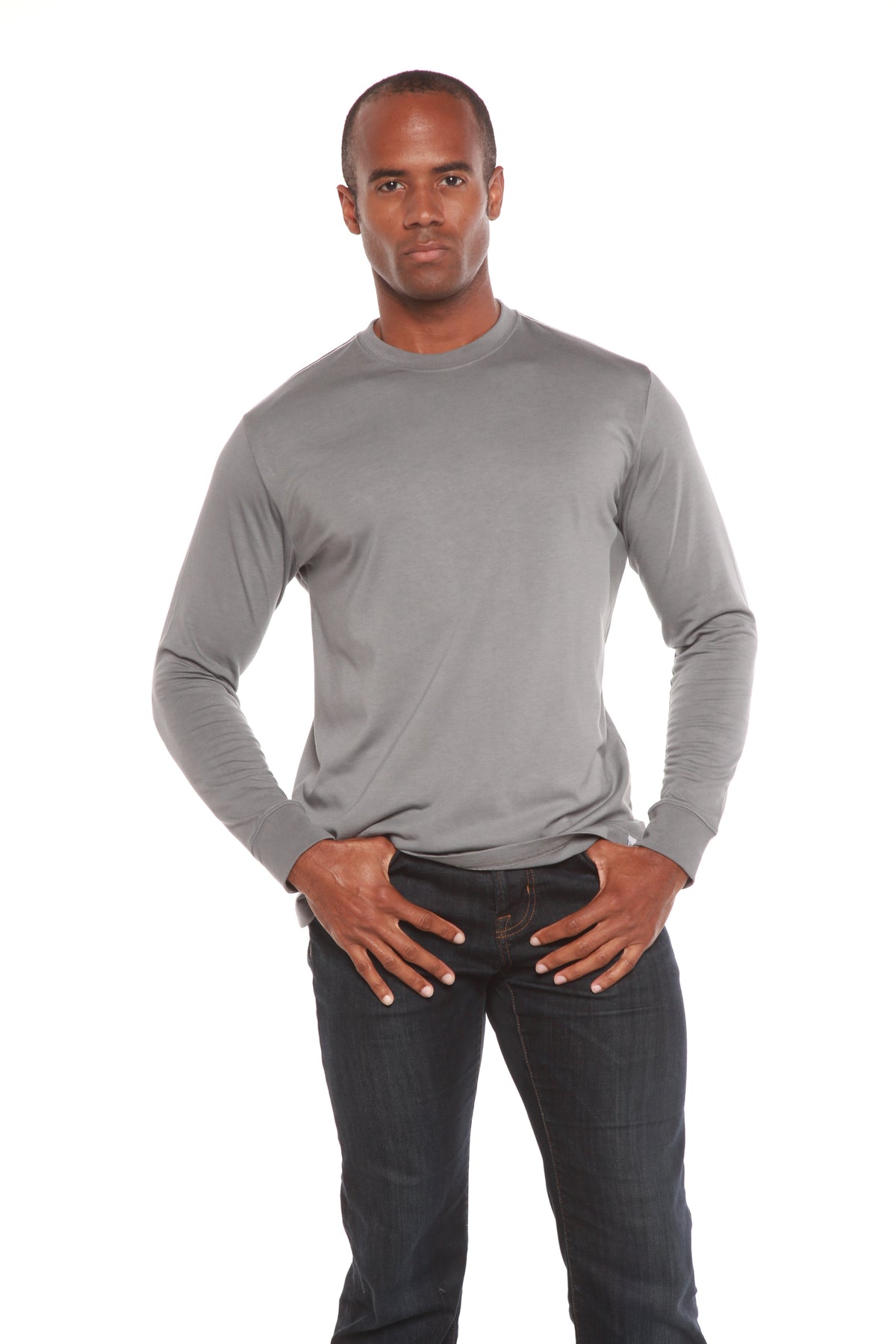 Custom Printed Men's Bamboo Viscose & Organic Cotton Long Sleeve T-Shirt — DTG Print | 4 Colors, S–3XL