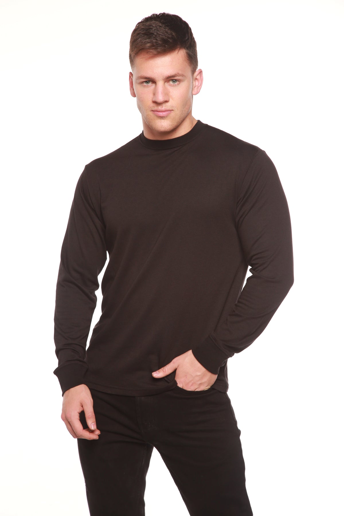 Custom Printed Men's Bamboo Viscose & Organic Cotton Long Sleeve T-Shirt — DTG Print | 4 Colors, S–3XL