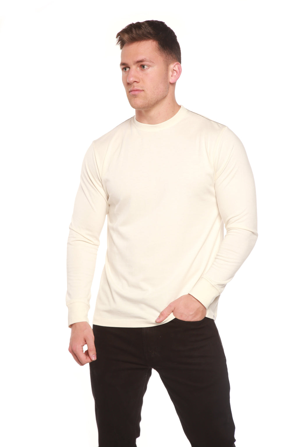 Custom Printed Men's Bamboo Viscose & Organic Cotton Long Sleeve T-Shirt — DTG Print | 4 Colors, S–3XL