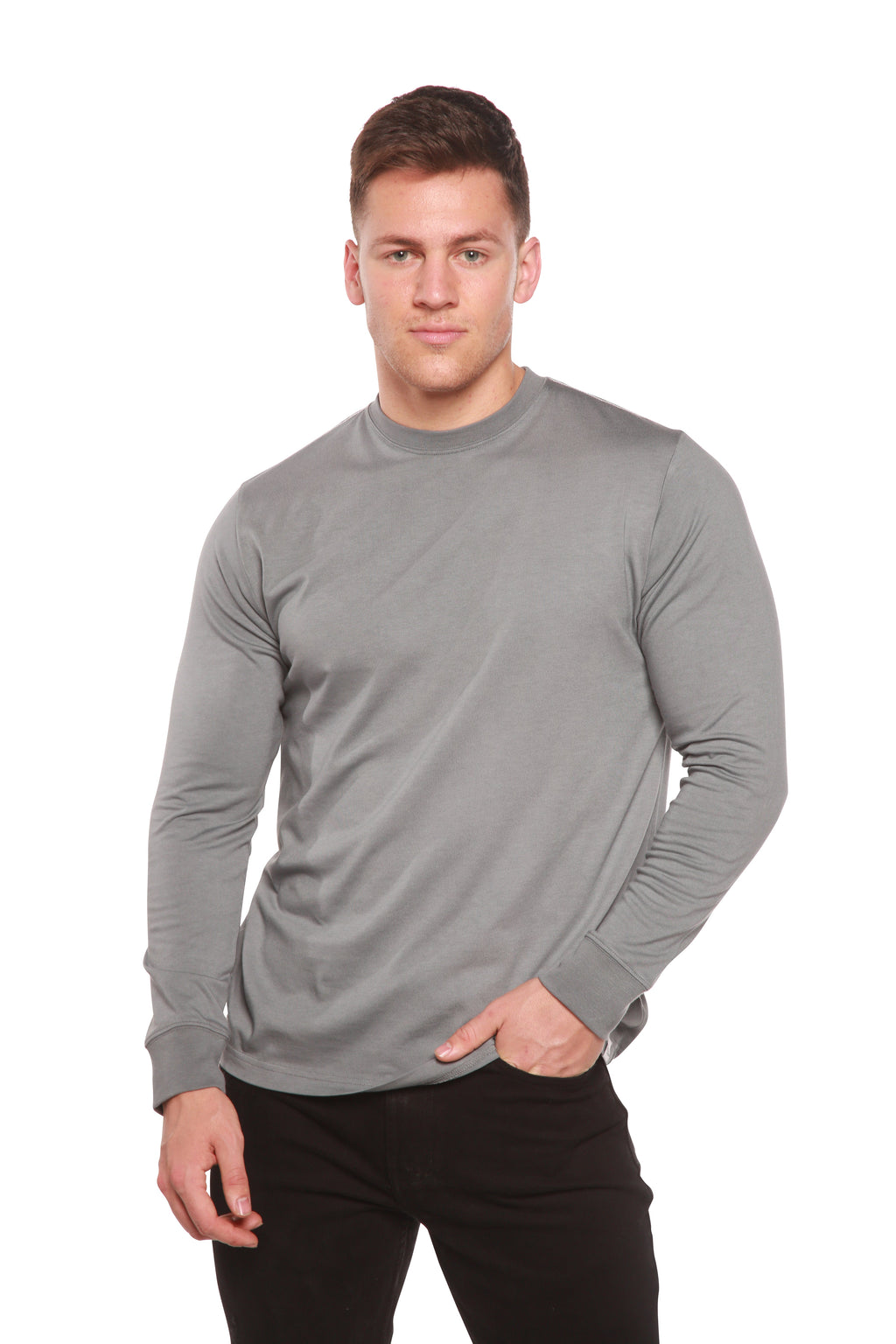 Custom Printed Men's Bamboo Viscose & Organic Cotton Long Sleeve T-Shirt — DTG Print | 4 Colors, S–3XL