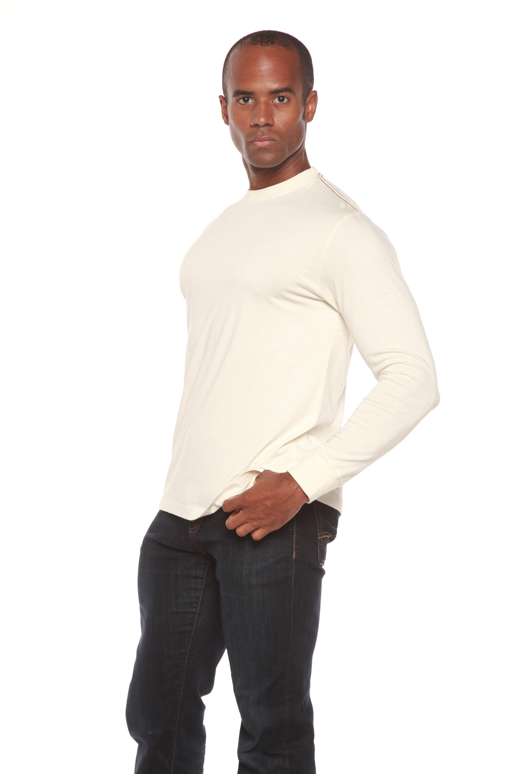 Custom Printed Men's Bamboo Viscose & Organic Cotton Long Sleeve T-Shirt — DTG Print | 4 Colors, S–3XL